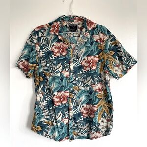 Denim & Flower Ricky Singh Men’s Slim Fit Button Down Shirt Tropical Size Large
